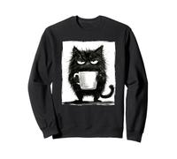 Grumpy Coffee Cat Caffeine Addict Morning Humour Art Sweatshirt