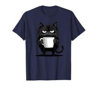 Grumpy Coffee Cat Caffeine Addict Morning Humour Art T-Shirt