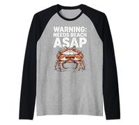 Grumpy Crab Needs Beach ASAP Funny Summer Design Manche Raglan