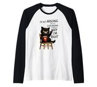 Grumpy Feline Expliquant Pourquoi J'Ai Raison Café Manche Raglan
