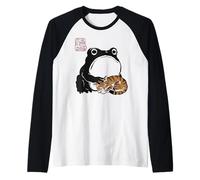 Grumpy Frog Chat Amusant endormi Chat Mignon Maman Anime Japonais Manche Raglan