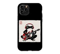 Grumpy Frog Guitariste Rock Musique Japonaise Art sur Bois Coque pour iPhone 11 Pro