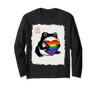 Grumpy Frog Japanese Men Women Pride Month Manche Longue