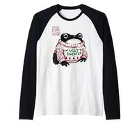 Grumpy Frog Pull de Noël Moche et Amusant Motif Grenouille Japonaise Manche Raglan