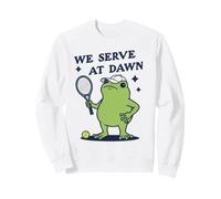 Grumpy Frog Tennis We Serve At Dawn Amusant Halloween Sweatshirt