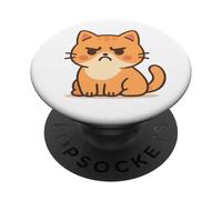 Grumpy Kawaii, Cat Art. Design de Dessin animé Amusant. PopSockets PopGrip Adhésif