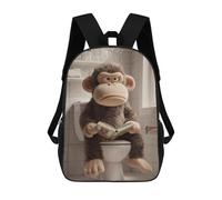 Grumpy Monkey Reading on The Toilet Sacs À Dos Imprimés En 3D Pour Enfants 17inch Sacs À Dos Tendance Et Décontractés Pour La Journée, Sacs De Voyage, Sacs À Dos D'extérieur Pour Garçons Et Filles