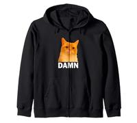 Grumpy Orange Cat Damn Meme Funny Weird Cat Face Meme Sweat à Capuche