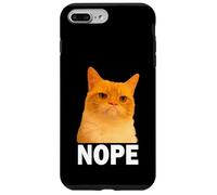 Grumpy Orange Cat Nope Funny Weird Cat Face Meme Coque pour iPhone 7 Plus/8 Plus