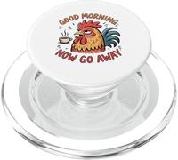 Grumpy Rooster Good Morning Now Go Away Funny Coffee PopSockets PopGrip pour MagSafe