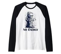 Grumpy Squelette No Energy Funny Coffee Meme Manche Raglan