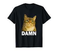 Grumpy Tabby Cat Damn Meme Funny Weird Cat Face Meme T-Shirt