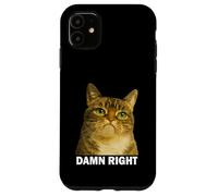 Grumpy Tabby Cat Damn Right Meme Funny Weird Cat Face Meme Coque pour iPhone 11