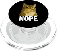 Grumpy Tabby Cat Nope Funny Weird Cat Face Meme PopSockets PopGrip pour MagSafe