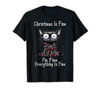 Grumpy Xmas Black Coffee Cat Christmas Saying T-Shirt