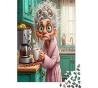 GrumpyGrandma Casse-tête MorningCoffeeCartoon 1000 Pièces Papier Recyclé pour Adultes - Activité Maison Amusante & Stimulante, Cadeau Fêtes & Célébrations 38x26cm/1000pcs