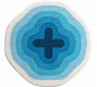 Grund Tapis de Bain Design Exclusif de Karim Rashid, Ultra Doux et Absorbant, Antidérapant, 5 Ans de Garantie, Karim 03, Tapis de Bain 90 cm Rond, Bleu