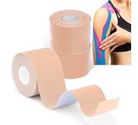 Grunda- 3 Rouleaux x Beige Bande de kinésiologie, strap sport 5 m x 5 cm, Tape Kinesiologie, strapping Résistante tape kinesiologie Résiste à l'eau et dure jusqu'à 7 jours
