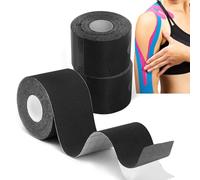 Grunda- 3 Rouleaux x noir Bande de kinésiologie, strap sport 5 m x 5 cm, Tape Kinesiologie, strapping Résistante tape kinesiologie Résiste à l'eau et dure jusqu'à 7 jours