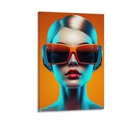 Grundaf Poster rétro sur toile représentant une belle fille, décoration murale pour bureau, maison, bar, 30 x 45 cm
