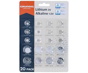 Grundig 85572 Lot de 20 Piles Bouton argentées