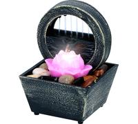 Grundig Arti Casa Fontaine d'intérieur Fleur de lotus Jeu d'eau d'intérieur avec lumière LED Effet positif Fontaine de table avec galets 11,5 x 17 cm