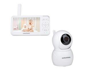 Grundig Babyphone Camera - Camera Bébé avec Écran Couleur 5 Pouces - avec Vision Nocturne, Affichage de la Température et Fonction Talkback - Blanc