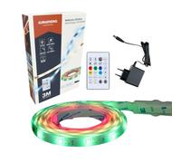 GRUNDIG Bande LED de 3 m - Avec télécommande et capteur PIR - RGB à intensité variable avec 40 couleurs et 16 modes dynamiques - Barre lumineuse pour intérieur