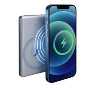 Grundig Batterie Externe sans Fil 5000 mAh - Power Bank 15W Compatible avec la Recharge sans Fil Magsafe - Chargeur avec Connexion USB-C pour Charger 2 Appareils - 10,4 x 6,7 x 0,85 cm