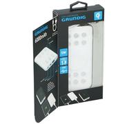 Grundig Batterie Externe sans Fil 600 mAh - Chargement sans Fil et Filaire - avec ventouses - Câble de Charge Inclus - 2 Ports USB - Blanc