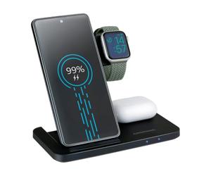 Grundig Chargeur 3-en-1 sans Fil - Chargeur Induction Iphone et Samsung - Station de Charge Apple pour iPhone, Apple Watch, Écouteurs - Support iPhone Bureau Pliable