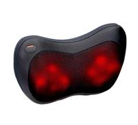 Grundig Coussin de Massage - Massager pour Soulager les Douleurs Musculaires - Coussin Chauffant avec 4 Têtes de Massage et Chauffage Infrarouge - avec 2 Prises (Incl. Prise Voiture) - Noir