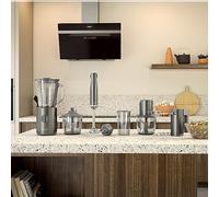 Grundig Delisia Novus CH 7140 Hachoir multi-hachoir professionnel 500 W 4 lames en acier inoxydable avec revêtement zirconium, support en verre 1 l, 2 niveaux, support antidérapant, acier inoxydable