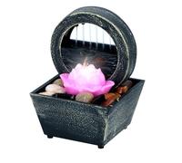Arti Casa Fontaine de Table Fleur de Lotus - Fontaine d'intérieur avec lumière LED - Effet Positif - Fontaine avec Galets - 11,5 x 17 cm