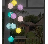 Grundig Guirlande de lanternes solaires - 240 cm, 10 LED - avec panneau solaire - IP44 - jaune/bleu/violet