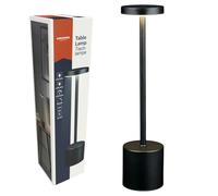 GRUNDIG Lampe de Chevet LED sans Fil - Lampe de Table avec 3 Modes D’Éclairage et Commande Tactile Dimmable - Rechargeable USB-C 1200mAh - Noir - 8 x 8 x 34,3 cm