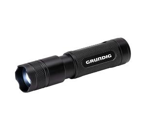 GRUNDIG Lampe de poche LED 50 lumens - 1 W - Portée 65 m - 3 modes d'éclairage : haut, faible, pulsé - Noir