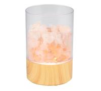 Grundig Lampe de Table avec Pierres de Sel - Lumière LED Blanc Chaud - Design Intérieur Effet Bois - Ø9 X 14cm - Fonctionne À Piles - Piles Non Incluses