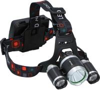 Grundig Lampe frontale LED Rechargeable 3 points lumineux avec 200 lumens - Serre-tête réglable et résistant aux intempéries - pour l'extérieur et le travail