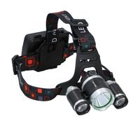 Grundig Lampe Frontale Rechargeable Led 3 Points Lumineux 200 Lumens - Bandeau Réglable Et Résistante À L'eau - Idéale Pour Extérieur Et Travaux