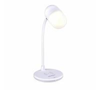 Grundig Lampe LED 3-en-1 - Chargeur de téléphone sans fil Technologie Qi - Haut-parleur Bluetooth - Lampe de lecture - Blanc