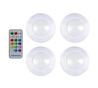 Grundig Lampe LED Sans Fil - Lampe de Chevet avec Télécommande - Lampe de Table Autocollante - Veilleuse Multicolore - Fonctionne à Piles - Set de 4 Lampes LED