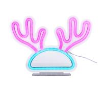 Grundig Lampe néon en bois de renne - Lampe décorative LED avec deux modes d'éclairage - Peut être utilisée debout et suspendue - Alimentation USB - Dimensions : 20,5 x 6 x 26,5 cm - Couleur : rose et