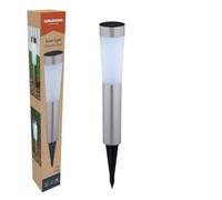 Grundig Lampe Solaire Exterieur Jardin avec 2 LED Blanc Froid - Eclairage Exterieur Solaire IP44 - Lampe Solaire Jardin avec Piquet - Acier Inoxydable