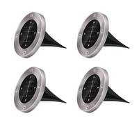 Grundig Lampe Solaire Extérieur Jardin Lot de 4 Lumières LED Solaires avec Piquet - Éclairage Solaire en Acier Inoxydable - Cool White