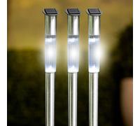 Grundig Lampes solaires pour l'extérieur - Set de 4 lanternes de jardin avec boîtier en acier inoxydable - Résistant aux intempéries IP44 Lampes solaires pour l'extérieur Eclairage du jardin