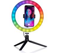 Grundig LED Ringlicht mit Stativ - Eclairage annulaire pour téléphone portable avec trépied - Lampe annulaire LED avec 150 LED - Support pour trépied de téléphone portable avec éclairage annulaire - E