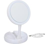 Grundig miroir de maquillage éclairage LED espace de rangement bijoux miroir ordinaire et grossissant blanc