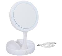 Grundig Miroir grossissant LED pliable blanc avec angle ajustable, 21 LED, alimentation piles ou micro-USB, 16 x 16 x 29 cm