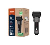 GRUNDIG MS 8330 Rasoir pour homme, autonomie de 60 minutes, tondeuse à cheveux longs, système de coupe triple, boîtier en plastique 74% recyclé, utilisation mondiale, chrome mat foncé/rouge